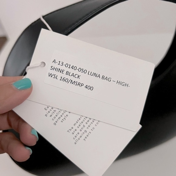 ANINE BING Luna Leather Crescent Shoulder Bag High Shine Black NEW with tags - Picture 12 of 13